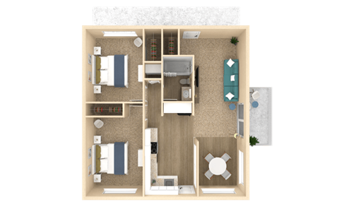 a floor plan of a bedroom with a bathroom and a living room